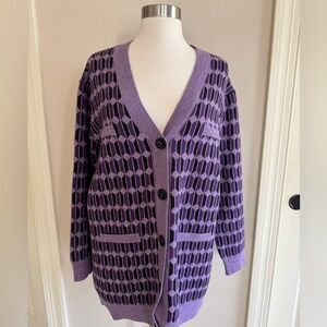Mango Purple Patterned Women's Cardigan